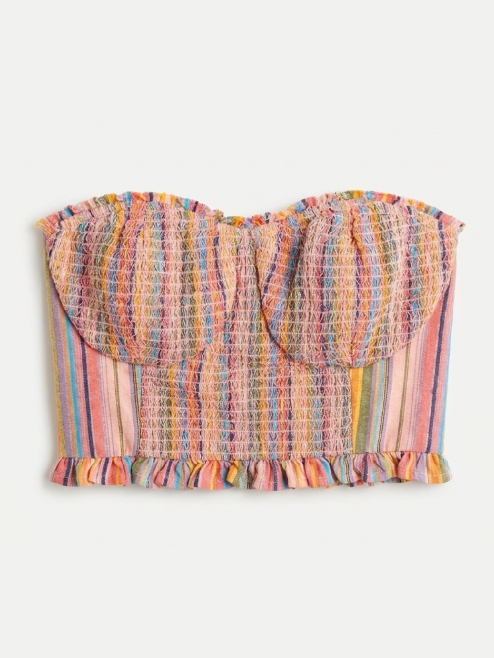 Anthropologie Pilcro Smocked Tube Top Pastel Rainbow Size S